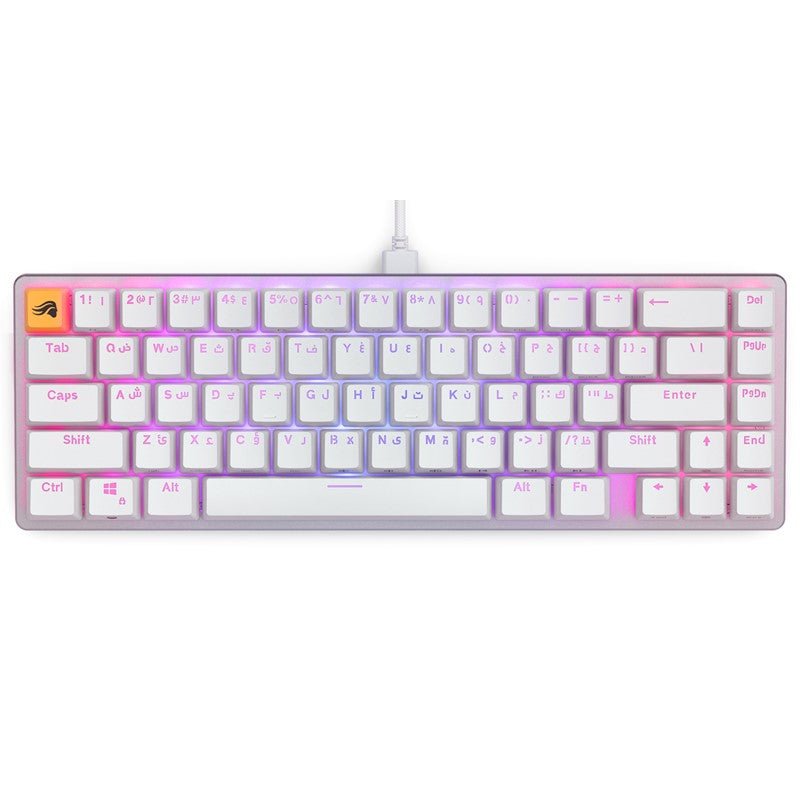 Glorious GMMK2 65% Pre-Built ANSI Wired RGB Mechanical Gaming Keyboard (Arabic Layout) - White