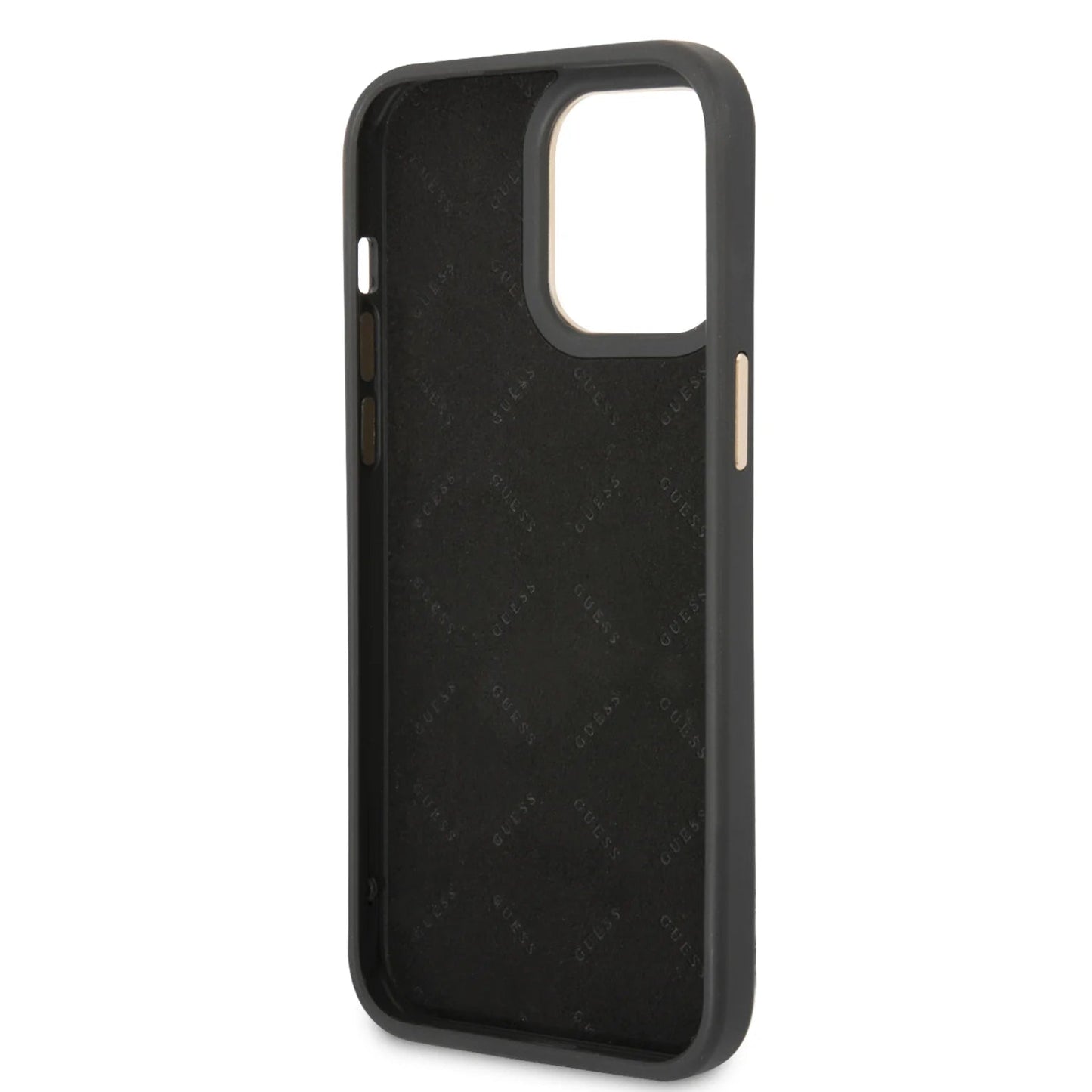 Guess Apple iPhone 14 Pro PC/TPU 4G PU Case With Metal Camera Outline & Buttons - Black