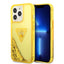 Guess Apple iPhone 14 Pro Max Liquid Glitter Case With Translucent Triangle Logo - Yellow