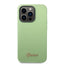 Guess Apple iPhone 14 Pro Liquid Silicone Case with PC Camera Outline & Script Metal Logo - Green