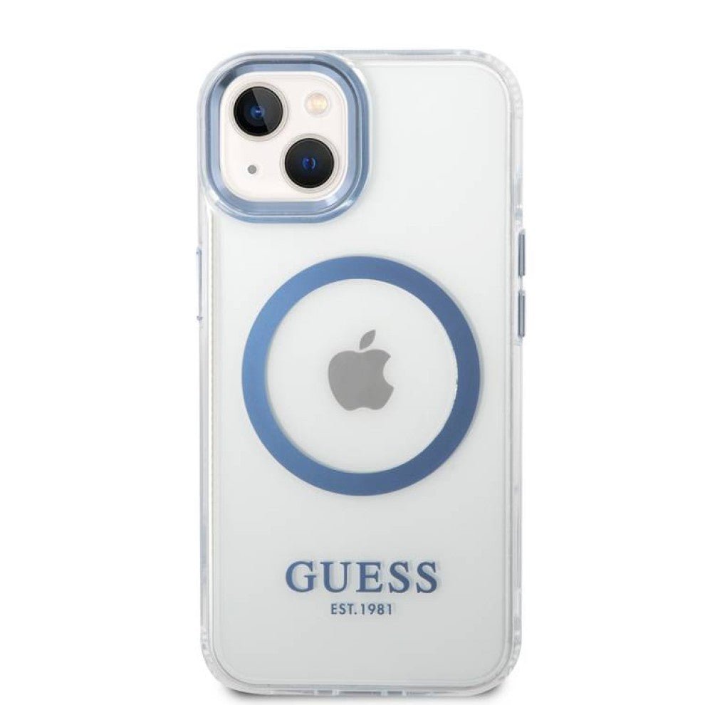 Guess Apple iPhone 14 Plus Magsafe Compatible Translucent Silver Outline & Logo - Silver