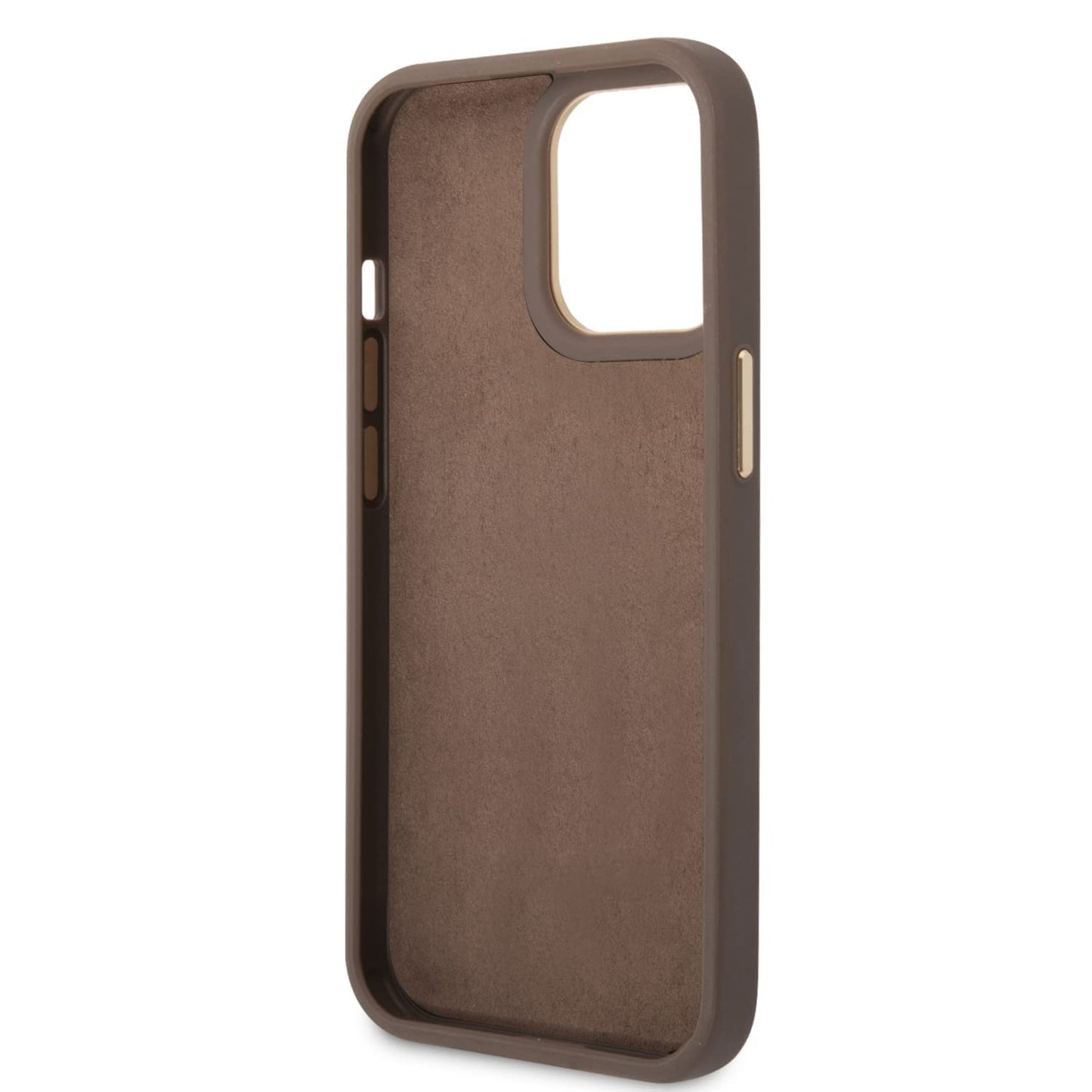 Guess Apple iPhone 14 Pro PC/TPU 4G PU Case With Metal Camera Outline & Buttons - Brown