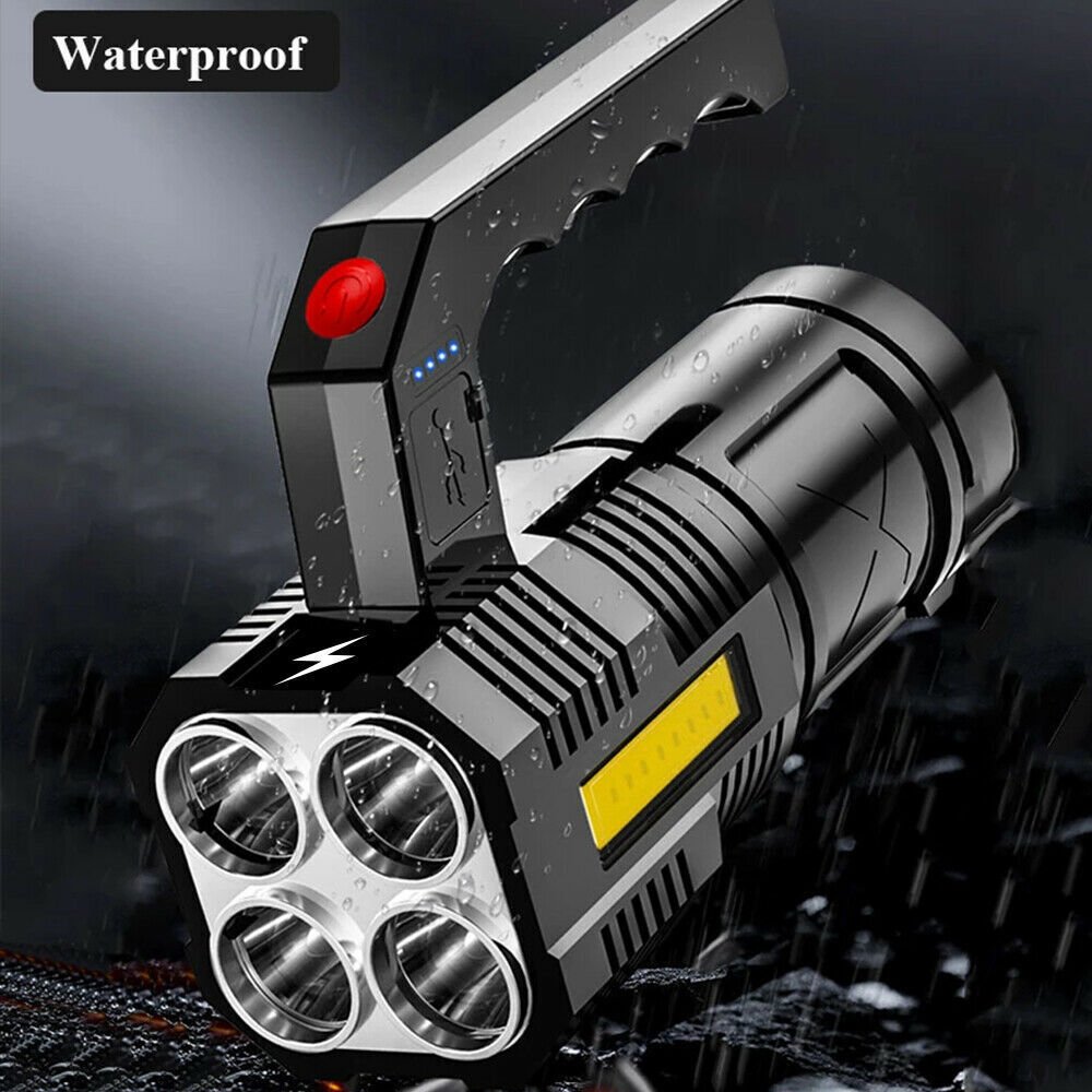 High Powerful Flashlight Rechargeable Searchlight 2 way Light – Black