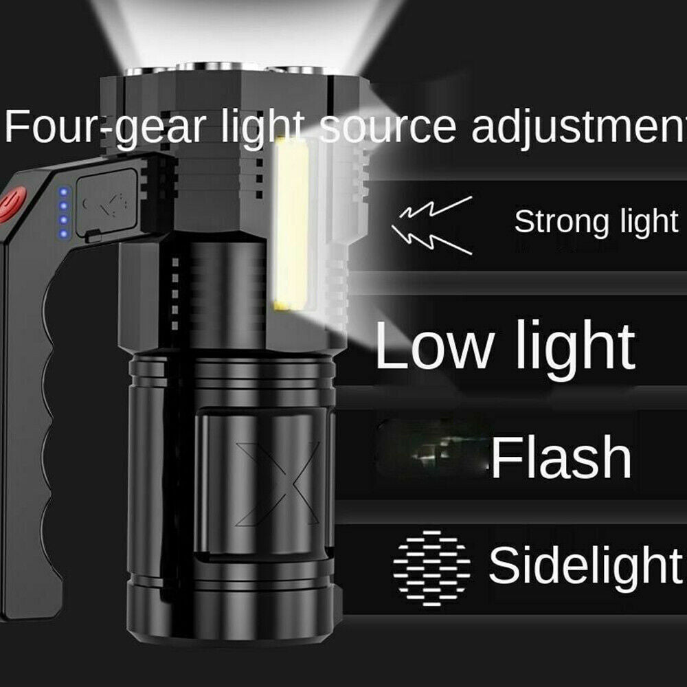 High Powerful Flashlight Rechargeable Searchlight 2 way Light – Black