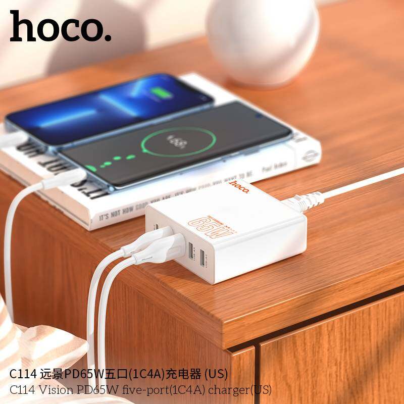 Hoco C114B Vision PD 65W USB-C / Type-C + 4 USB Five Ports Fast Charger
