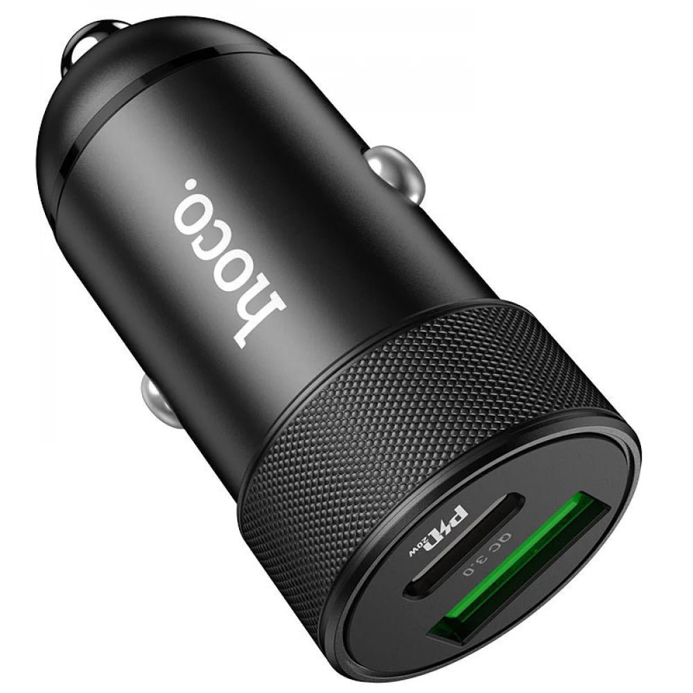 Hoco Car Charger Z32B Speed Up QC3.0 + PD20W Double Fast Charge - Black