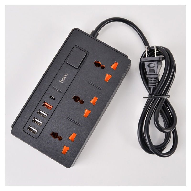 HOCO DC15 Two-In-One Multi-Socket Extension - 30W / 3 Way / Black