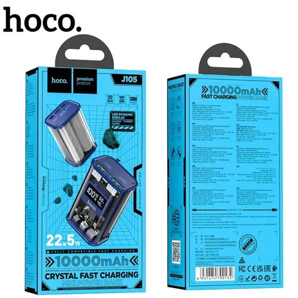 HOCO J105 Fully Compatible Power Bank 10000mAh 22.5W - Blue