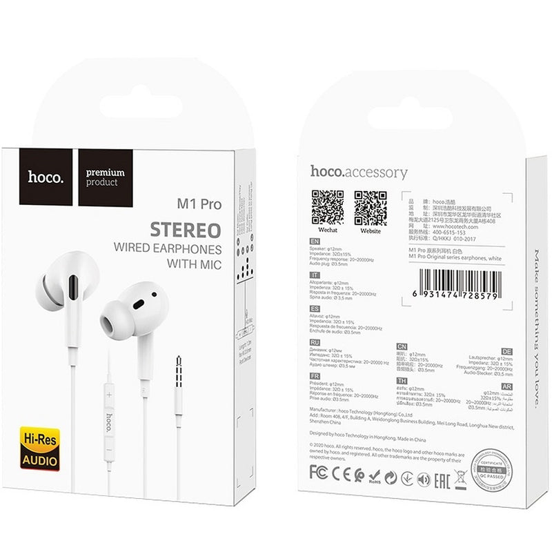 Hoco M77 Earphones - 3.5mm Jack / In-Ear / Wired / White