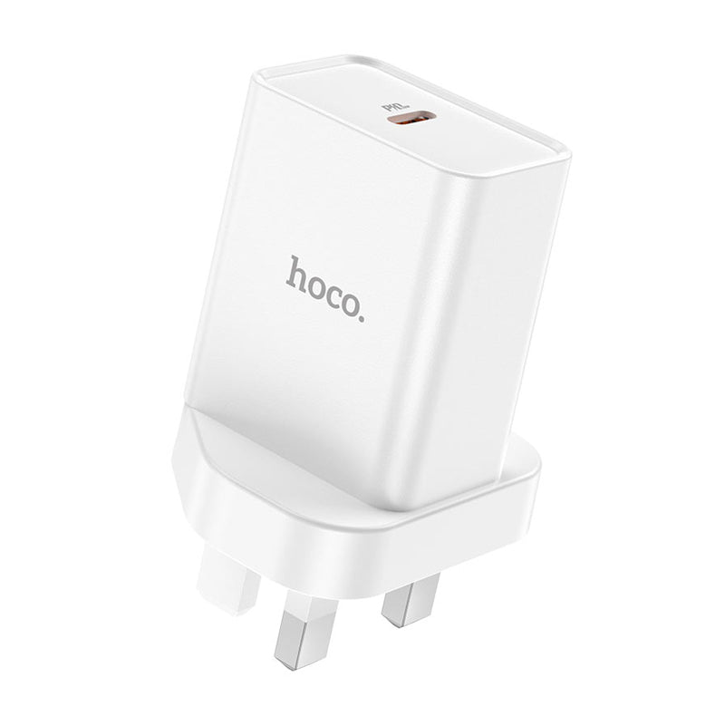 HOCO NK6 Rise Single Port Wall Charger With Lightning to USB-C Cable - USB-C / 20W / White