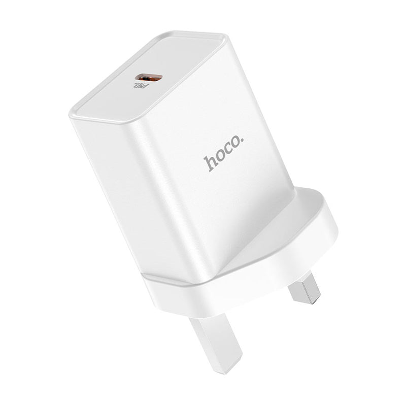 HOCO NK6 Rise Single Port Wall Charger With Lightning to USB-C Cable - USB-C / 20W / White