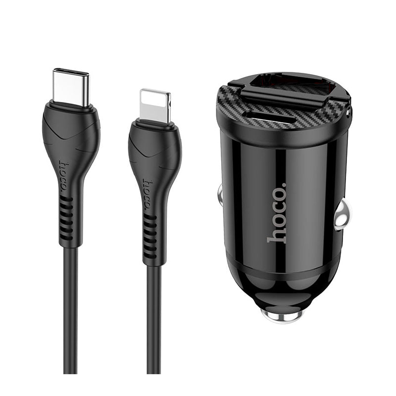 HOCO NZ2 Car Charger With Lightning Charging Cable - 30W / Black