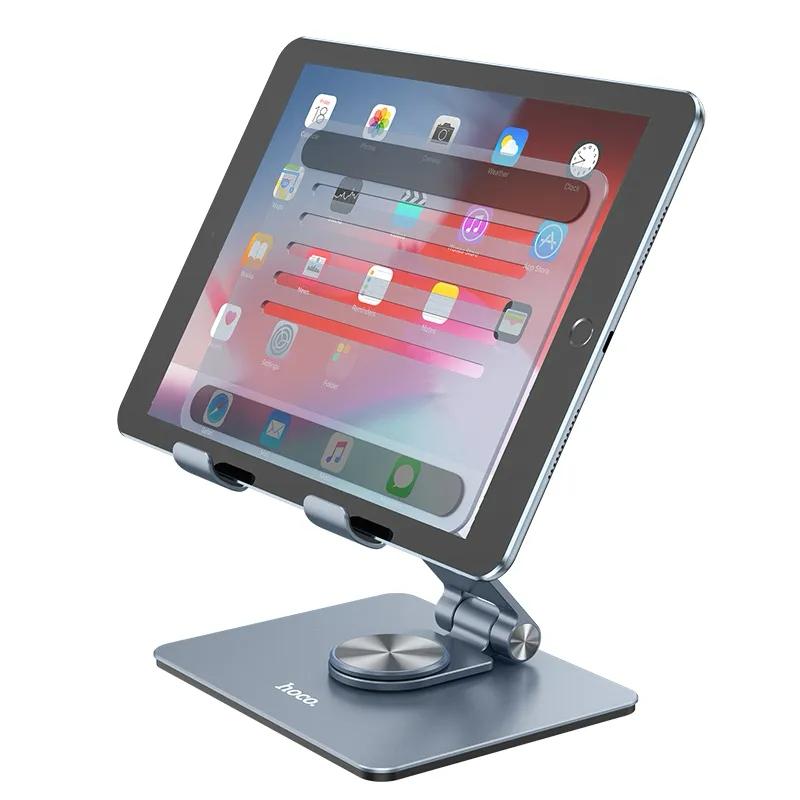 HOCO PH52 Aluminum Alloy Foldable 360° Rotatable Tablet Desktop Holder - Metal Gray