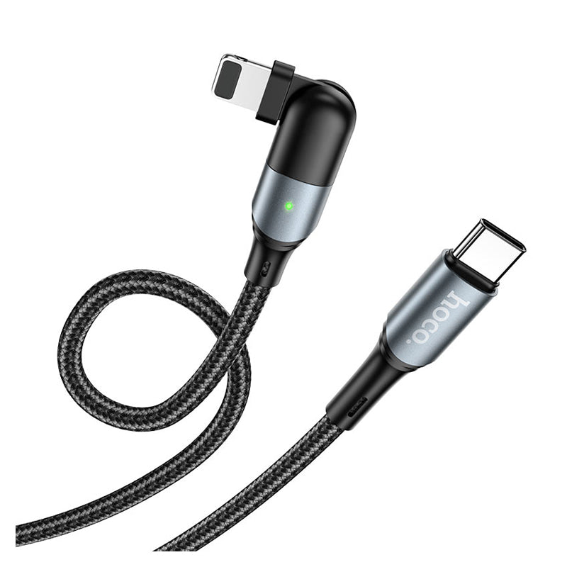 HOCO U100 Orbit Charging Data Sync Cable - USB-C To Lightning / 1.2 Meters / Black