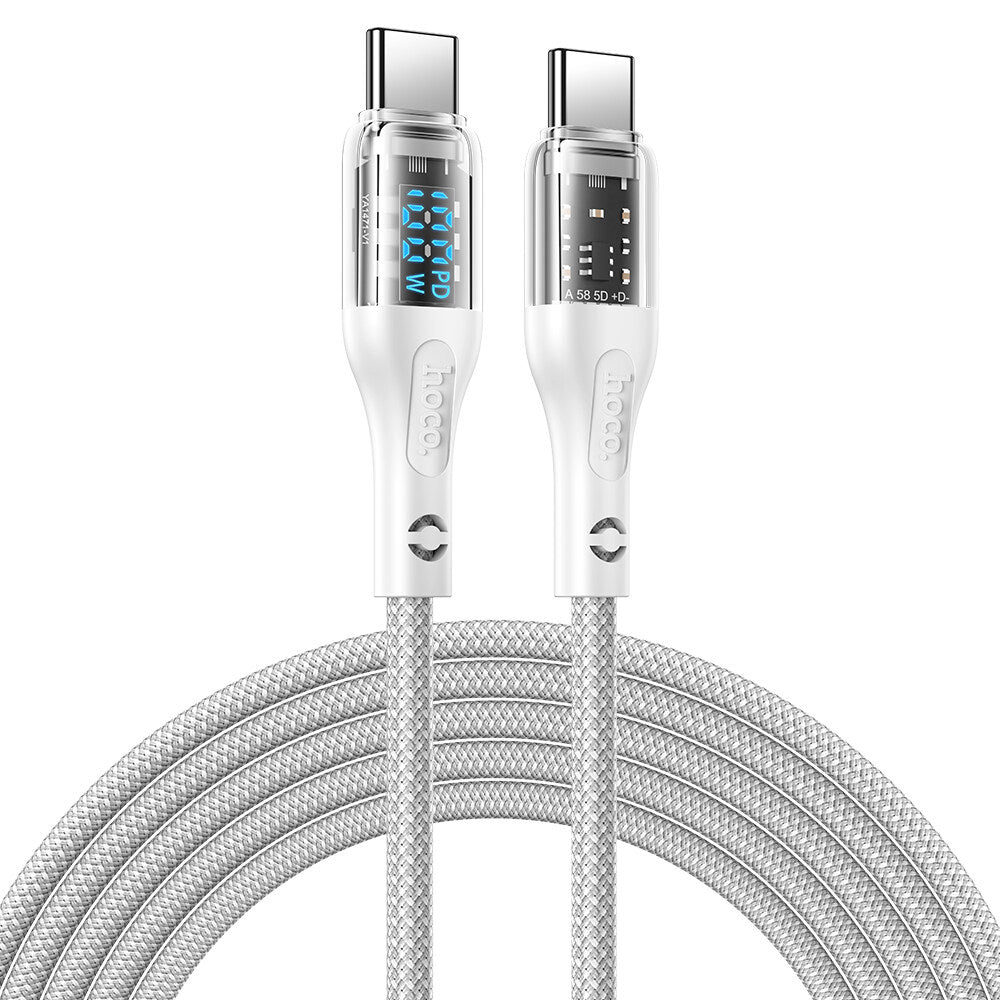 Hoco U115 Type C to Type C PD 100W Transparent Data Cable With Display – Gray