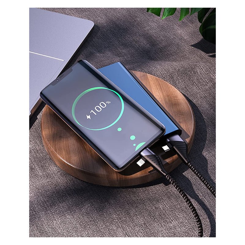 HOCO U95 4-IN-1 Illustrious Multifunction Charging Cable - USB/USB-C To USB-C/Lightning / 1.2 Meters / Black