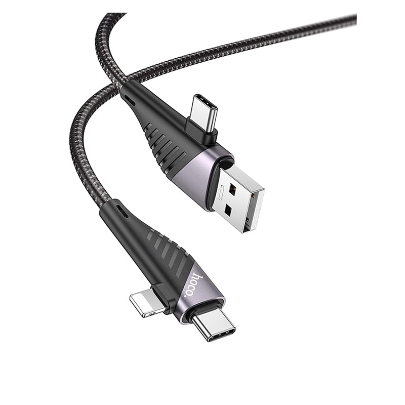 HOCO U95 4-IN-1 Illustrious Multifunction Charging Cable - USB/USB-C To USB-C/Lightning / 1.2 Meters / Black