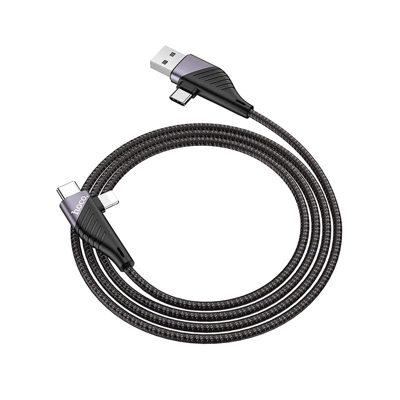 HOCO U95 4-IN-1 Illustrious Multifunction Charging Cable - USB/USB-C To USB-C/Lightning / 1.2 Meters / Black