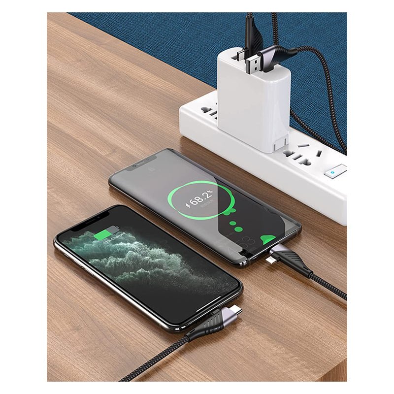 HOCO U95 4-IN-1 Illustrious Multifunction Charging Cable - USB/USB-C To USB-C/Lightning / 1.2 Meters / Black