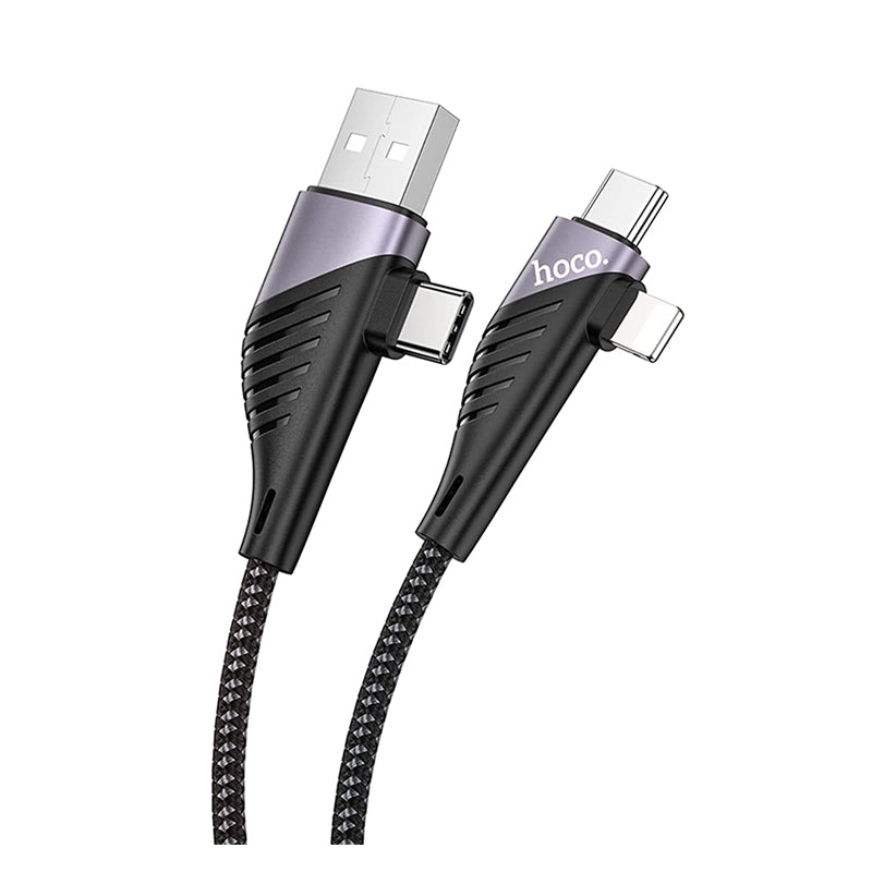 HOCO U95 4-IN-1 Illustrious Multifunction Charging Cable - USB/USB-C To USB-C/Lightning / 1.2 Meters / Black