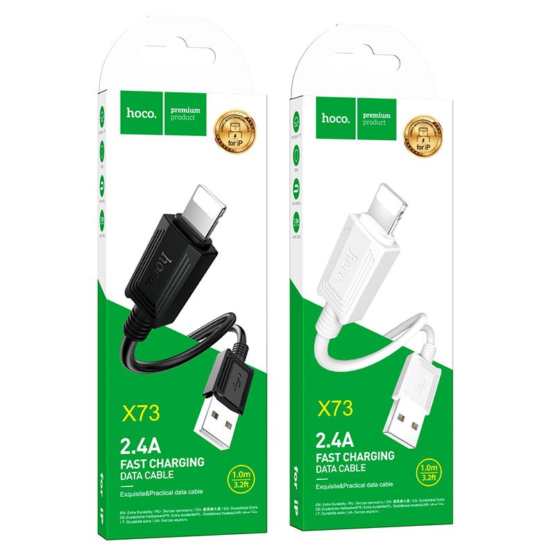 Hoco X73 Charging Data Sync Cable - USB / Lightning / 1 Meter / Black