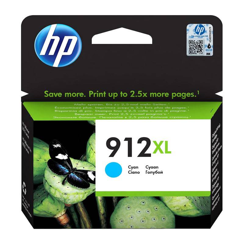 HP 912XL High Yield Cyan Ink Cartridge - 825 Pages / 9.9 ml / Cyan Color / Ink Cartridge