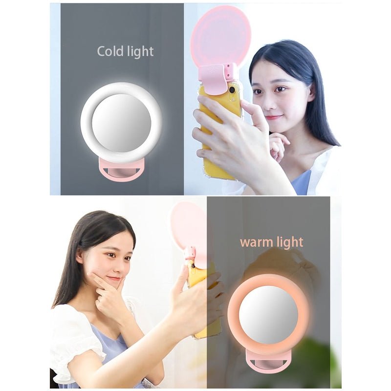 HR-20 Mirror fill light 2 in 1 Selfie Lights - 250 mAh