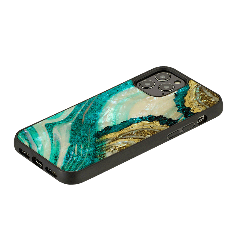 Ikins Natural Pearl Case For iPhone 12 & 12 Pro - Aqua Agate