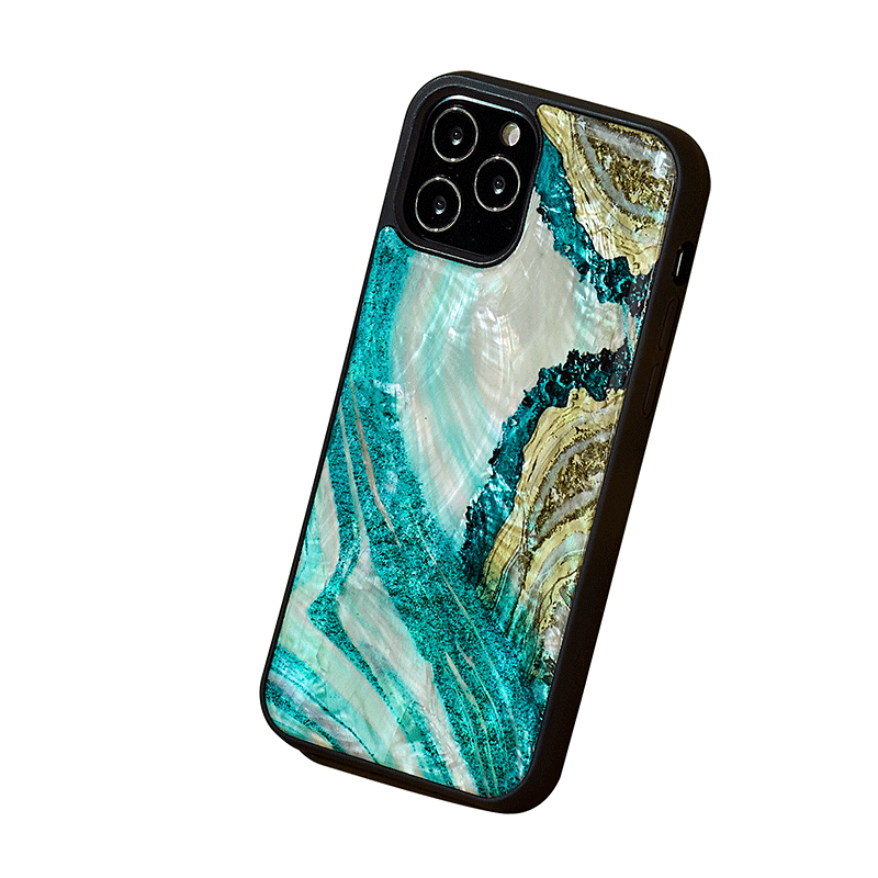 Ikins Natural Pearl Case For iPhone 12 & 12 Pro - Aqua Agate