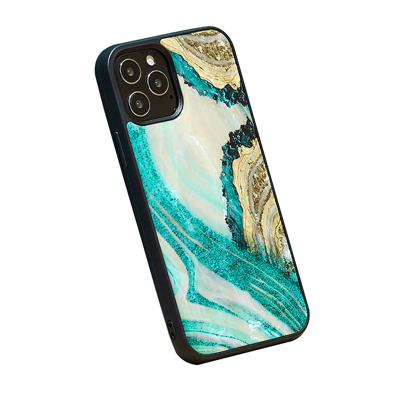 Ikins Natural Pearl Case For iPhone 12 & 12 Pro - Aqua Agate