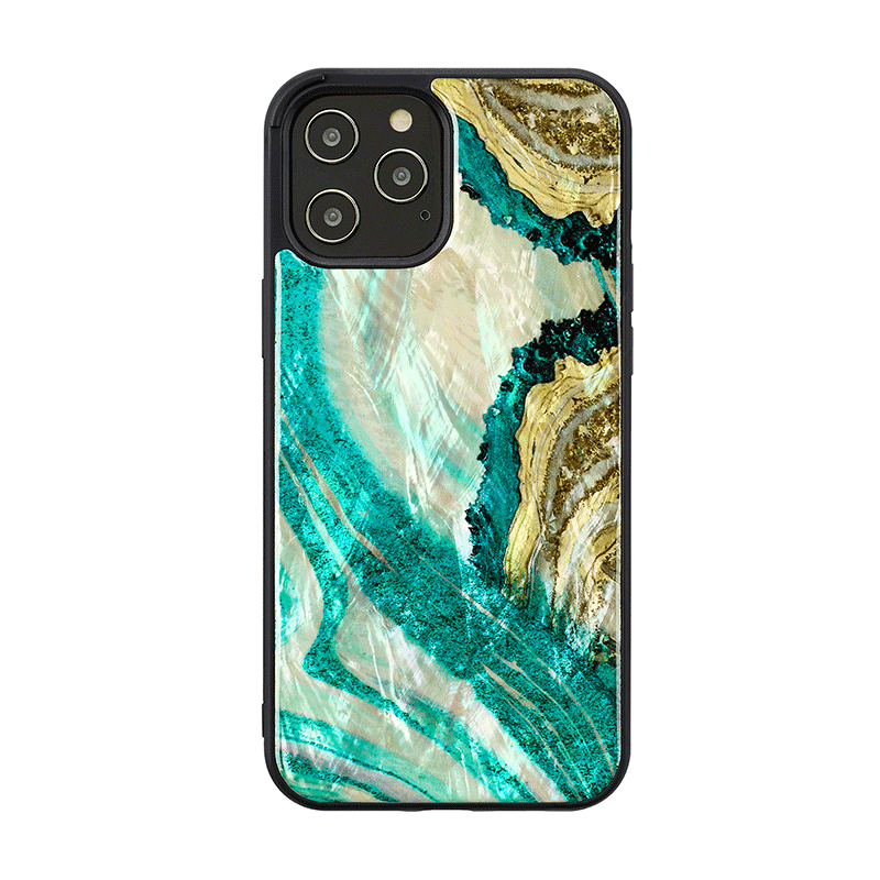 Ikins Natural Pearl Case For iPhone 12 & 12 Pro - Aqua Agate