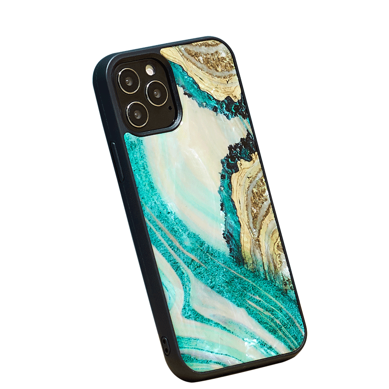 Ikins Natural Pearl Case For iPhone 12 Pro Max - Aqua Agate