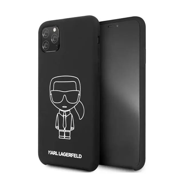 iPhone 11 Pro Max - Black/White Karl Lagerfeld Ikonik Silicone Case