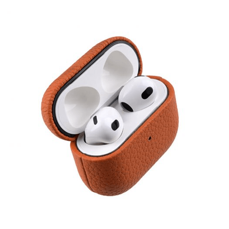 iPhone 12 Pro Max - Airpod 3 - Orange Leather Case Gift Set With Wallet