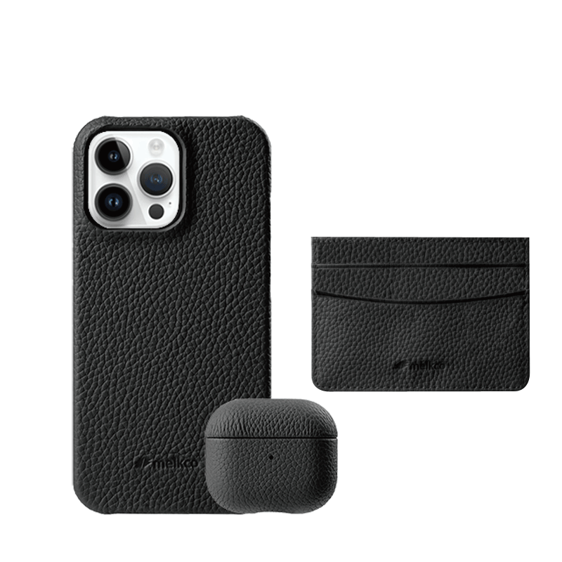 iPhone 13 Pro - Airpod Pro 2 - Black Leather Case Gift Set With Wallet