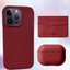 ايفون 13 برو - ايربود  برو  2 - أحمر جلد حافظة هدية  مجموعة مع محفظة