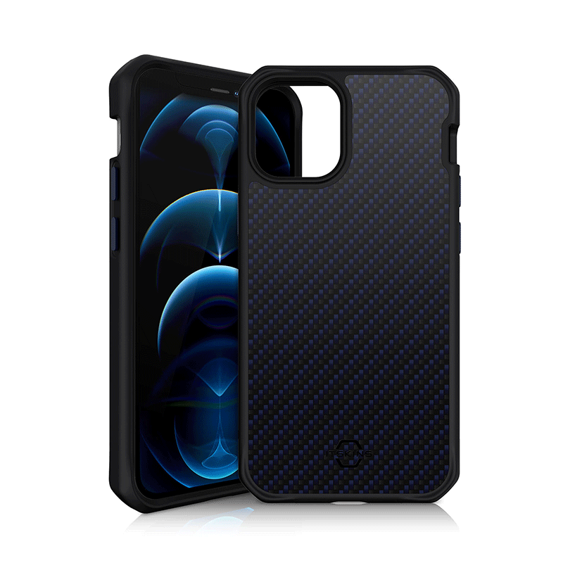 Itskins Carbon Case - Apple iPhone 12 & 12 Pro / Blue Carbon