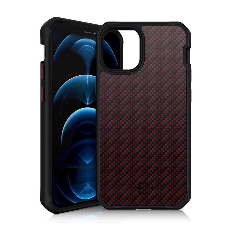 Itskins Carbon Case - Apple iPhone 12 & 12 Pro / Red Carbon