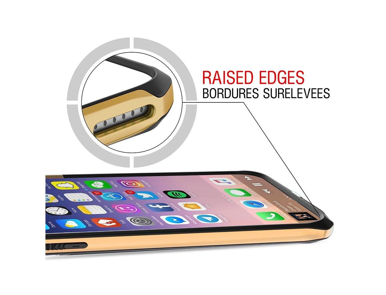 Itskins Hybrid Edge Metallic Frame Case Anti Shock Up To 2 Mtr For iPhone Xs Max - Gold