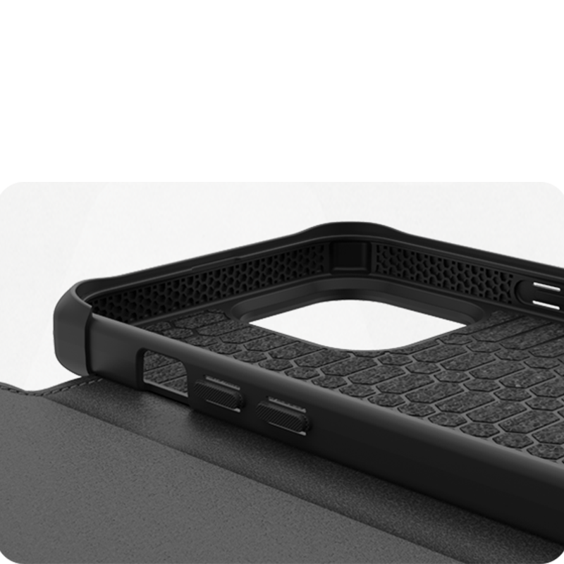 Itskins Hybrid Folio Leather Series Cover - Apple iPhone 13 Pro / Black