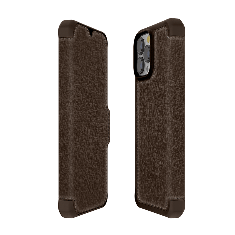 Itskins Hybrid Folio Leather Series Cover - Apple iPhone 13 Pro / Brown