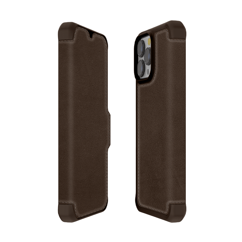 Itskins Hybrid Folio Leather Series Cover - Apple iPhone 13 Pro Max/ Brown