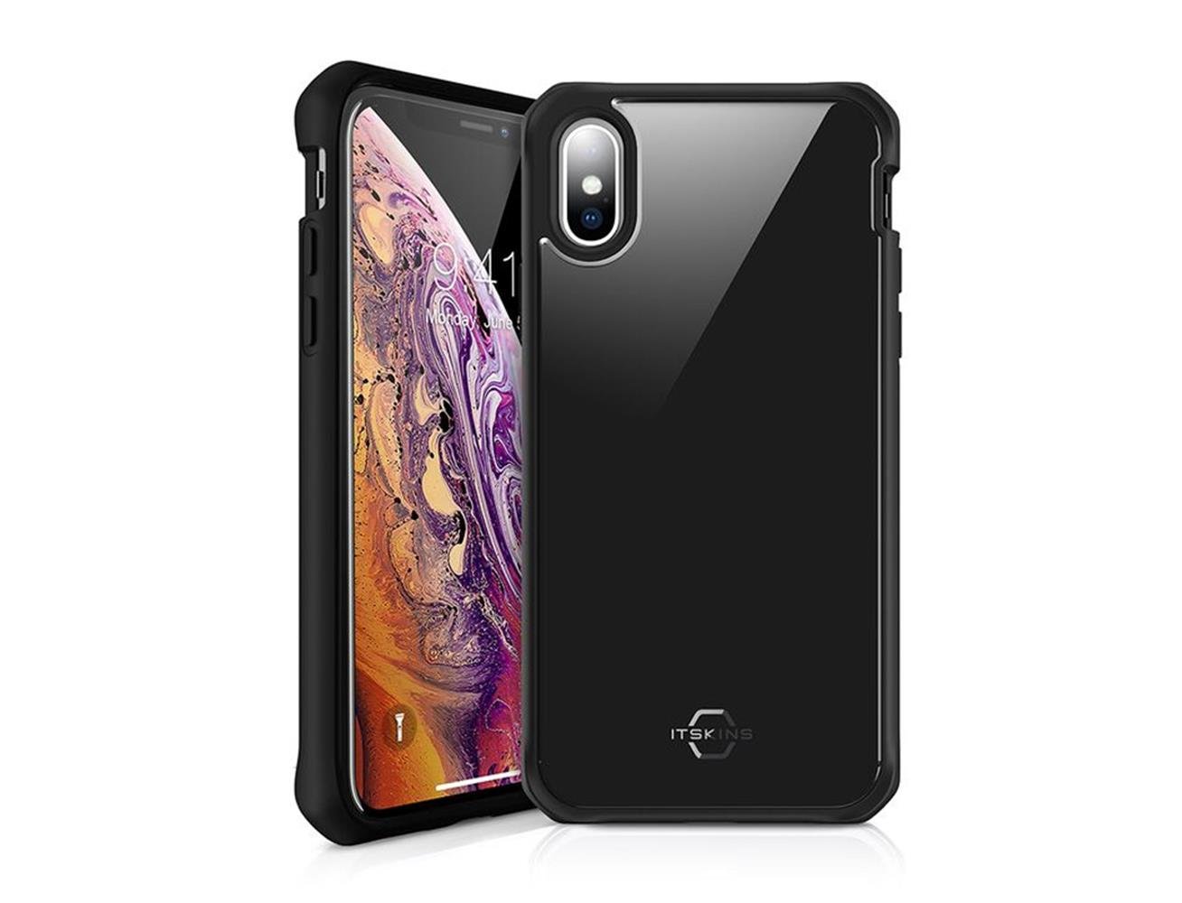 Itskins Hybrid Glass Case Anti Shock Up To 2 Mtr For iPhone Xs Max - Black