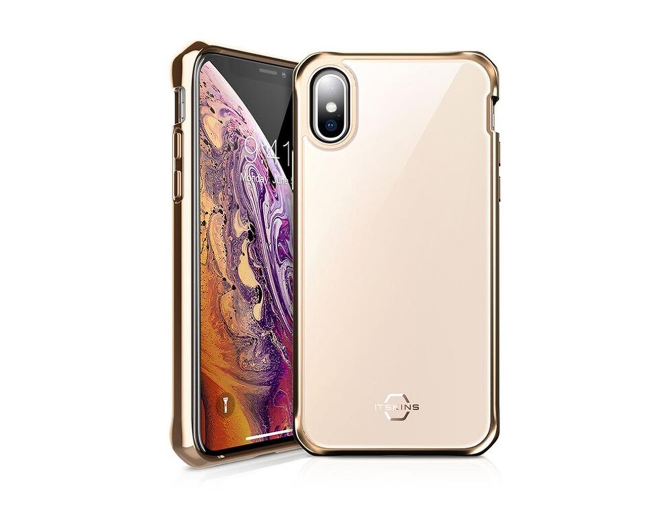 Itskins Hybrid Glass Case Anti Shock Up To 2 Mtr For iPhone Xs Max - Gold