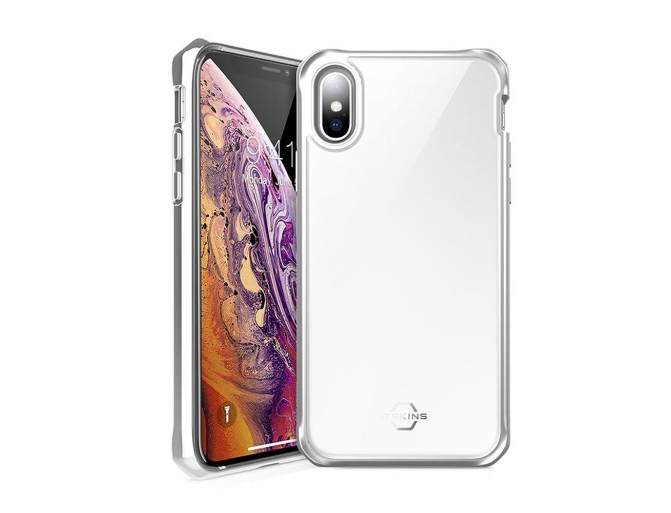 Itskins Hybrid Glass Case Anti Shock Up To 2 Mtr For iPhone Xs Max - Silver