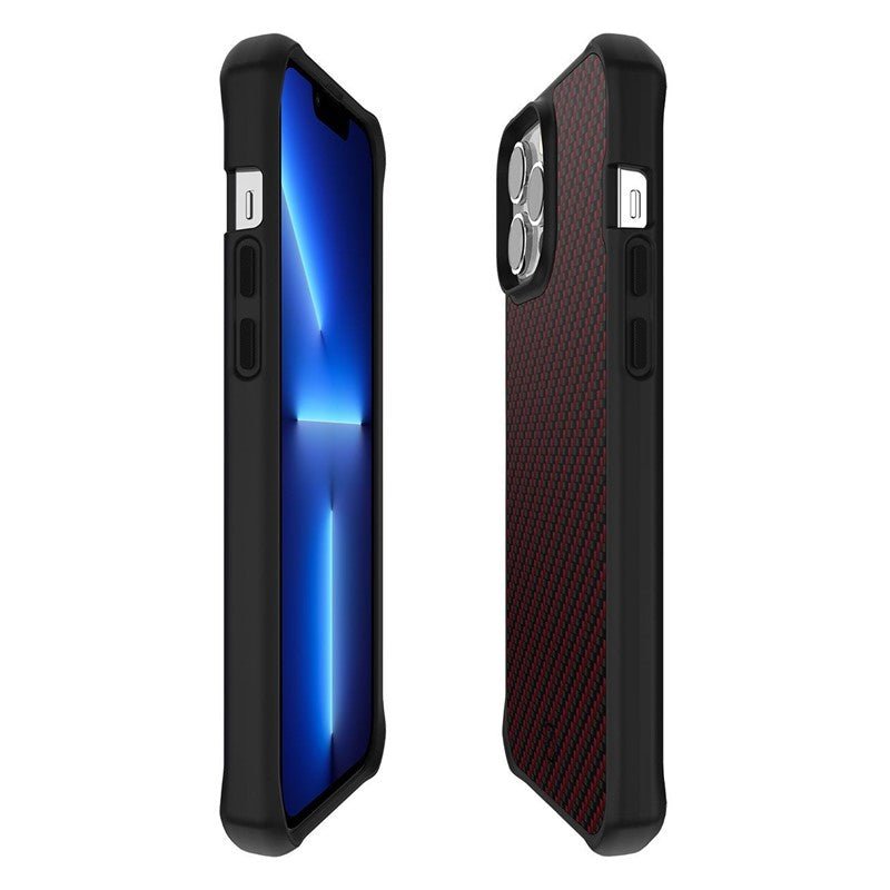 Itskins Hybrid Mag Carbon Series Cover - Apple iPhone 13 Pro / Carbon Red