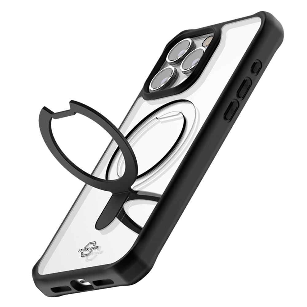 Itskins Hybrid Stand Magsafe Case - Apple iPhone 15 Pro Max / Black And Transparent