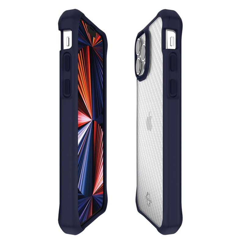 Itskins Hybrid Tek Case - 3M Drop Safe / iPhone 13 Pro Max / Deep Blue And Transparent