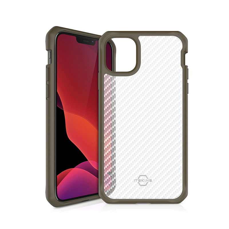 Itskins Hybrid Tek Case - Apple iPhone 12 & 12 Pro / Kaki And Transparent