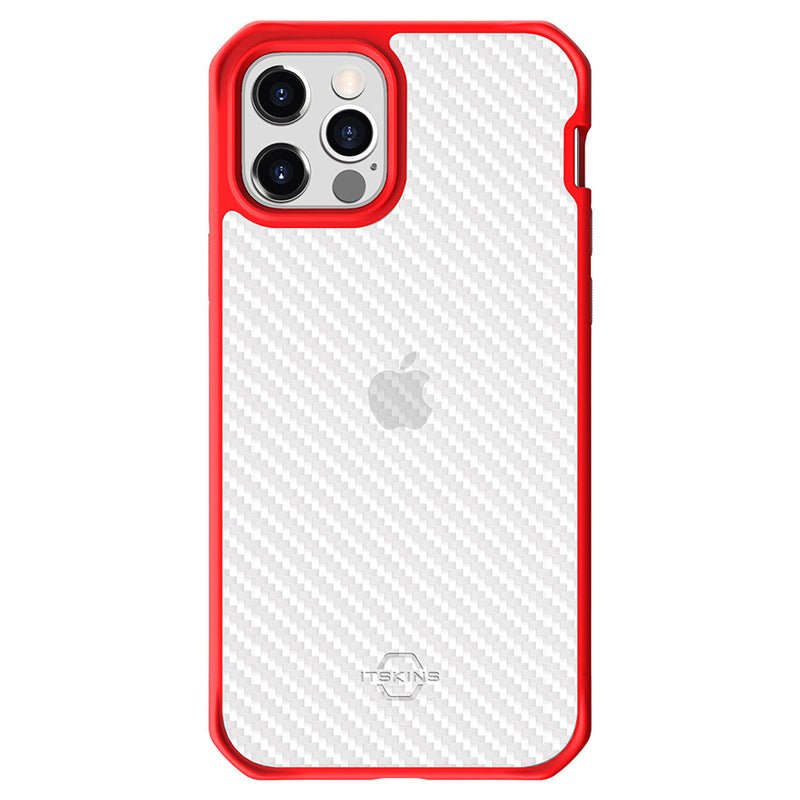 Itskins Hybrid Tek Case - Apple iPhone 12 & 12 Pro / Red And Transparent